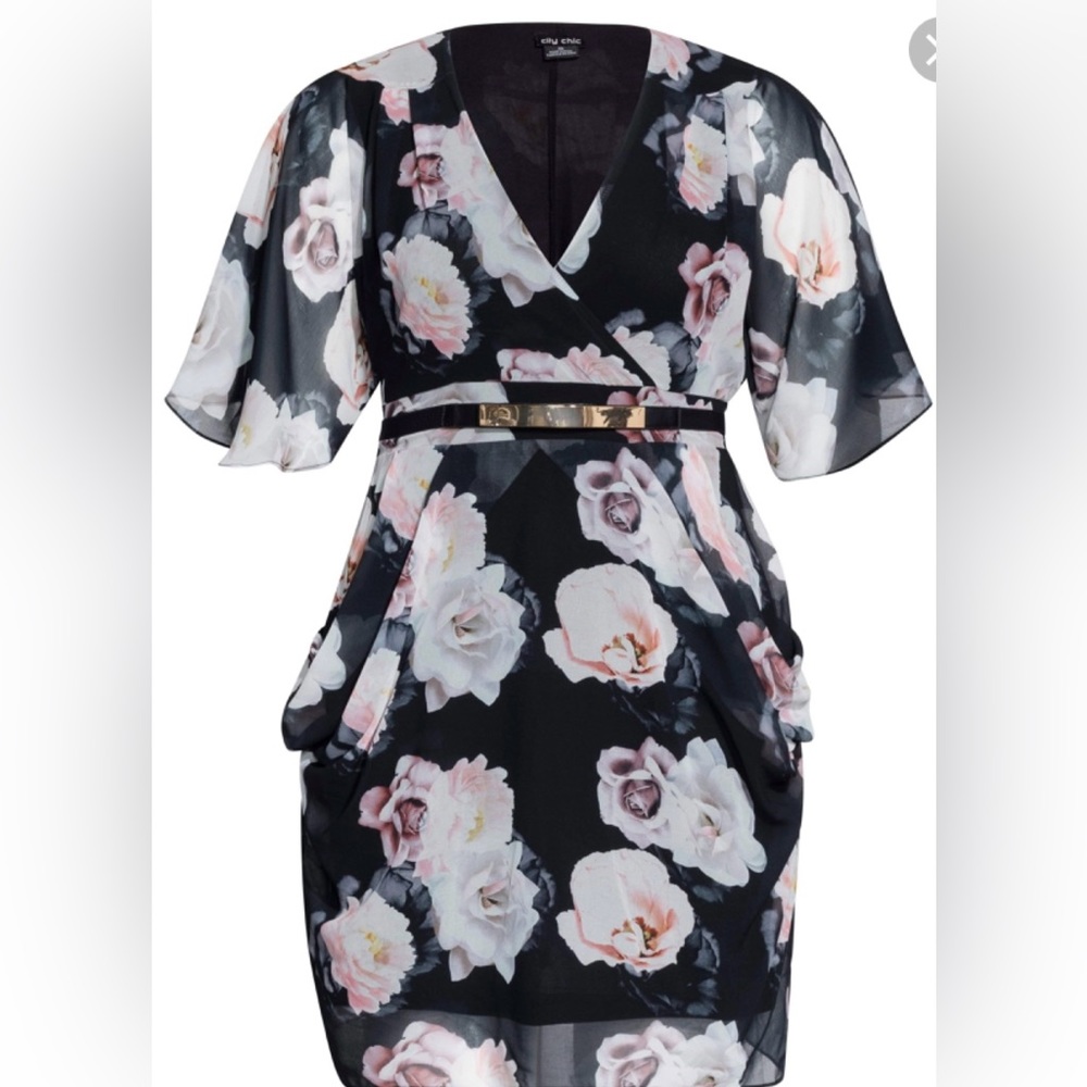 City chic Gypsy wrap belted floral dress. Size is xxl/24. Worn once like new.